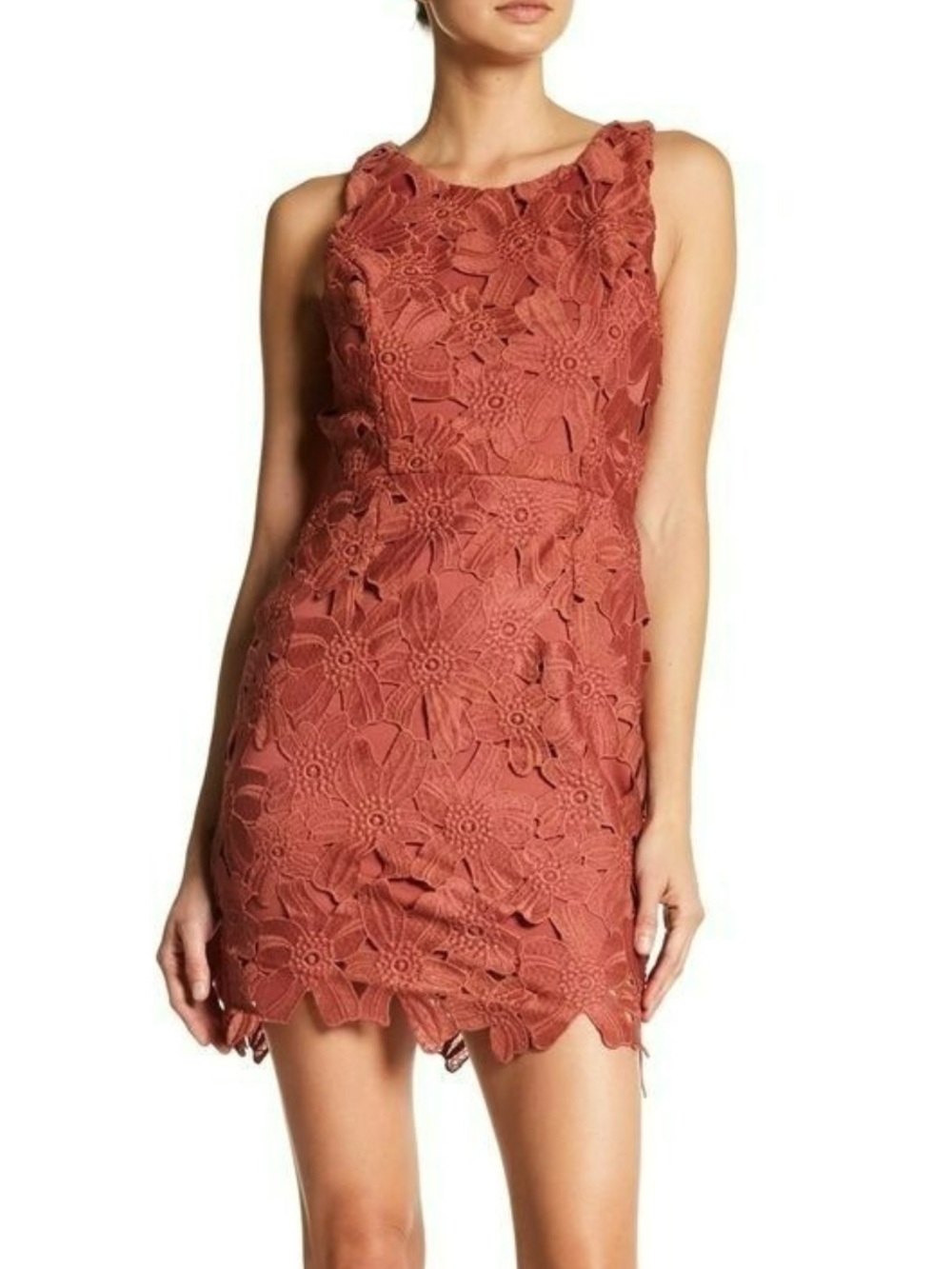 NWT ASTR The Label Textured Floral Body-Con Dress woodrose XS